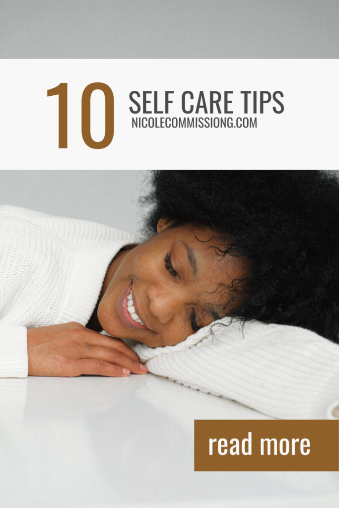 An image on https://nicolecommissiong.com/ about Self-care awareness